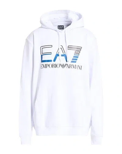 Ea7 Man Sweatshirt White Size 3xl Cotton, Polyester, Elastane