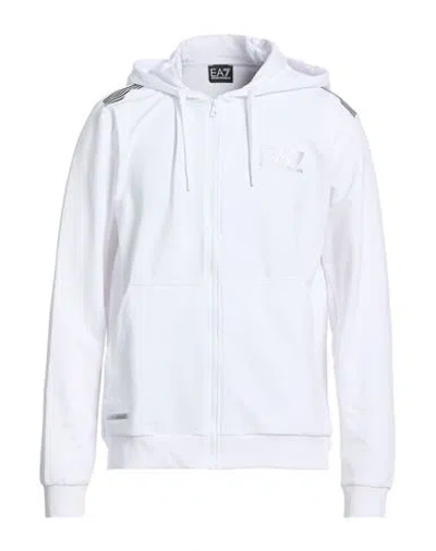 Ea7 Man Sweatshirt White Size 3xl Cotton, Polyester, Elastane