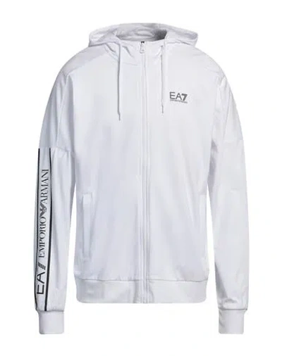 Ea7 Man Sweatshirt White Size Xl Cotton, Elastane