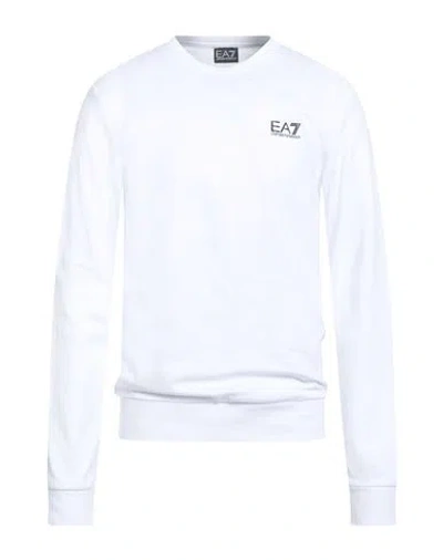 Ea7 Man Sweatshirt White Size L Cotton, Elastane In White