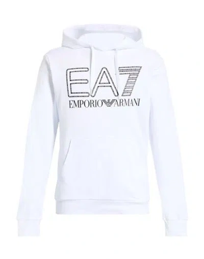 Ea7 Man Sweatshirt White Size L Cotton, Elastane