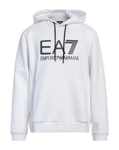 Ea7 Man Sweatshirt White Size L Polyester, Cotton, Elastane In White