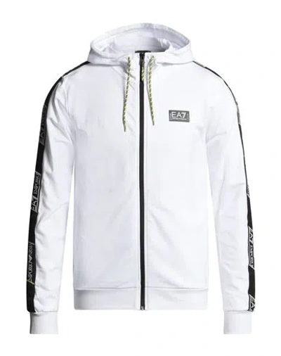 Ea7 Man Sweatshirt White Size Xl Cotton, Elastane, Polyamide, Polyester