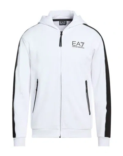 Ea7 Man Sweatshirt White Size Xl Cotton, Polyester