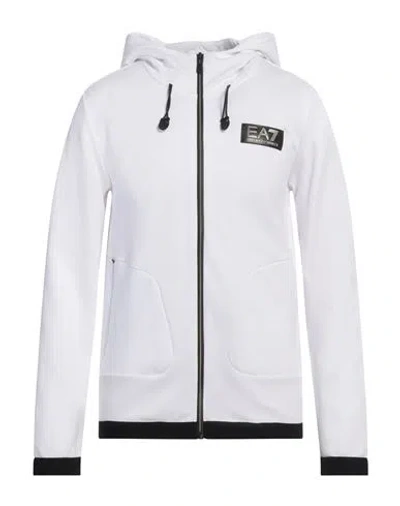 Ea7 Man Sweatshirt White Size 3xl Cotton, Polyester, Polyamide, Elastane
