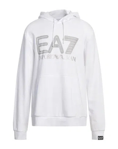 Ea7 Man Sweatshirt White Size Xxl Cotton, Elastane
