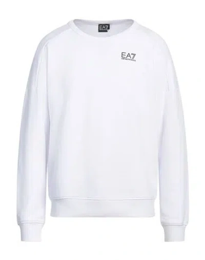 Ea7 Man Sweatshirt White Size Xxl Cotton, Polyester, Elastane