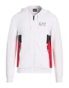 Ea7 Man Sweatshirt White Size Xxl Cotton, Polyester, Elastane