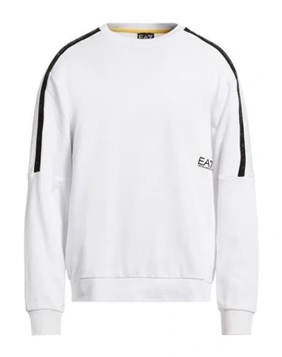 Ea7 Man Sweatshirt White Size Xxl Cotton, Polyester, Elastane In Gray