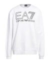 Ea7 Man Sweatshirt White Size Xxxl Cotton, Elastane In White
