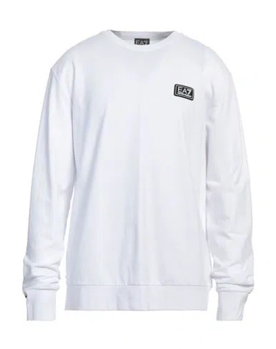 Ea7 Man Sweatshirt White Size Xxxs Cotton, Elastane, Polyamide, Polyester