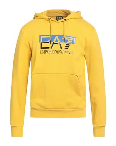 Ea7 Man Sweatshirt Yellow Size M Cotton, Polyester, Elastane