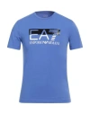 Ea7 Man T-shirt Azure Size 3xl Cotton, Elastane In Blue