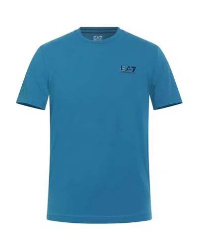 Ea7 Man T-shirt Azure Size Xl Cotton, Elastane In Blue