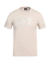Ea7 Man T-shirt Beige Size 3xl Cotton