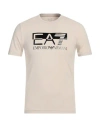 Ea7 Man T-shirt Beige Size Xl Cotton, Elastane In Beige