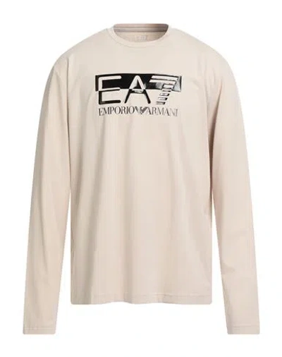Ea7 Man T-shirt Beige Size 3xl Cotton, Elastane In Sand