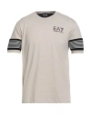 Ea7 Man T-shirt Beige Size 3xl Cotton In Gray