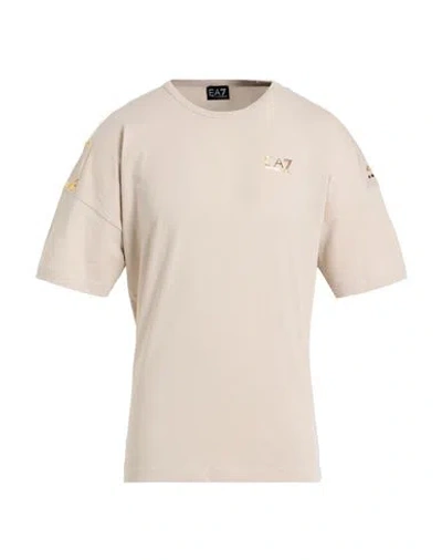 Ea7 Man T-shirt Beige Size Xxl Cotton In Neutral
