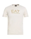 Ea7 Man T-shirt Beige Size Xxl Cotton In White