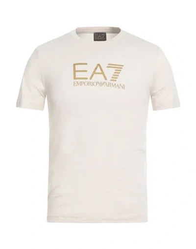 Ea7 Man T-shirt Beige Size Xxl Cotton In White