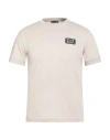 Ea7 Man T-shirt Beige Size Xxs Cotton, Elastane, Polyamide, Polyester In Neutral