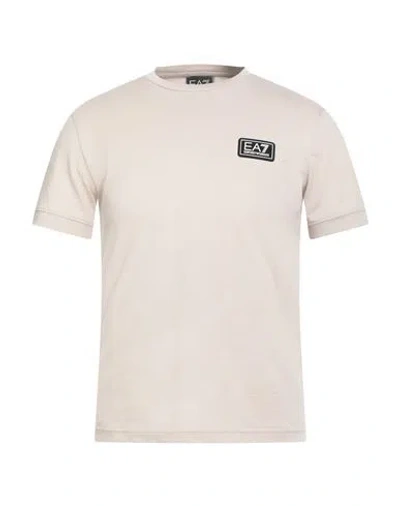 Ea7 Man T-shirt Beige Size Xxs Cotton, Elastane, Polyamide, Polyester In Neutral