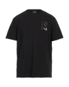 Ea7 Man T-shirt Black Size Xxl Cotton, Elastane