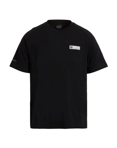Ea7 Man T-shirt Black Size 3xl Recycled Polyester, Cotton, Elastane