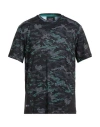 Ea7 Man T-shirt Black Size Xl Polyester, Elastane In Green