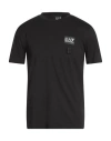 Ea7 Man T-shirt Black Size Xxl Cotton In Black