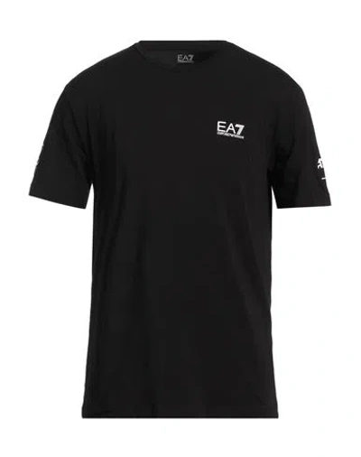 Ea7 Man T-shirt Black Size Xxl Cotton, Elastane