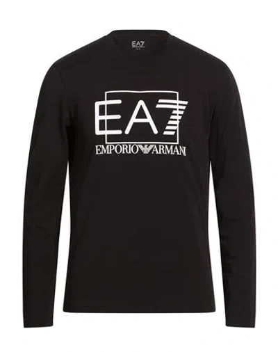 Ea7 Man T-shirt Black Size Xxl Cotton, Elastane