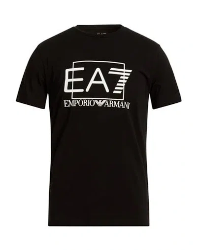 Ea7 Man T-shirt Black Size Xxl Cotton, Elastane