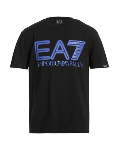 Ea7 Man T-shirt Black Size Xxl Cotton, Elastane