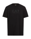 Ea7 Man T-shirt Black Size Xxl Cotton, Elastane In Blue