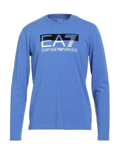 Ea7 Man T-shirt Blue Size 3xl Cotton, Elastane