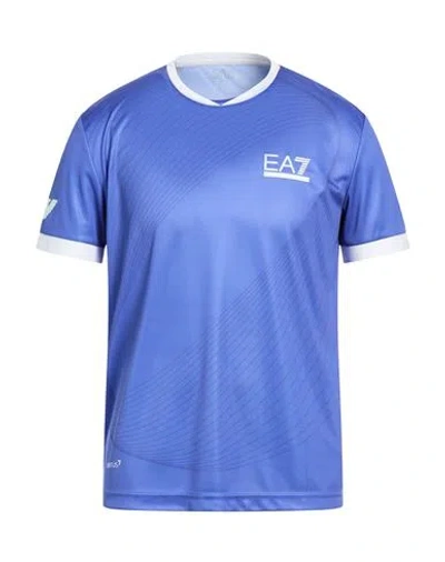 Ea7 Man T-shirt Blue Size L Polyester