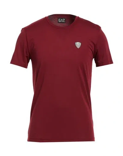 Ea7 Man T-shirt Burgundy Size S Viscose, Polyamide, Elastane In Red