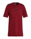 Ea7 Man T-shirt Burgundy Size Xxl Viscose, Polyamide, Elastane In Red