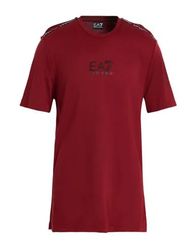 Ea7 Man T-shirt Burgundy Size Xxl Viscose, Polyamide, Elastane In Red
