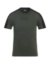Ea7 Man T-shirt Dark Green Size 3xl Cotton In Black