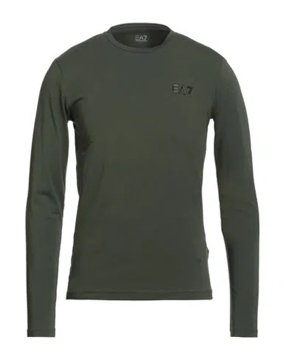 Ea7 Man T-shirt Dark Green Size M Cotton, Elastane