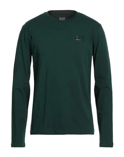 Ea7 Man T-shirt Deep Teal Size L Cotton, Elastane In Green