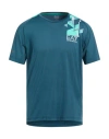 Ea7 Man T-shirt Deep Teal Size L Polyester, Elastane In Blue