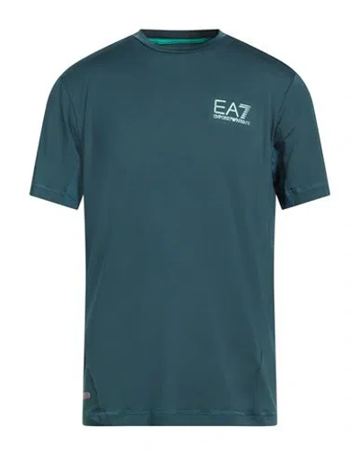 Ea7 Man T-shirt Deep Teal Size Xl Polyester, Elastane In Green