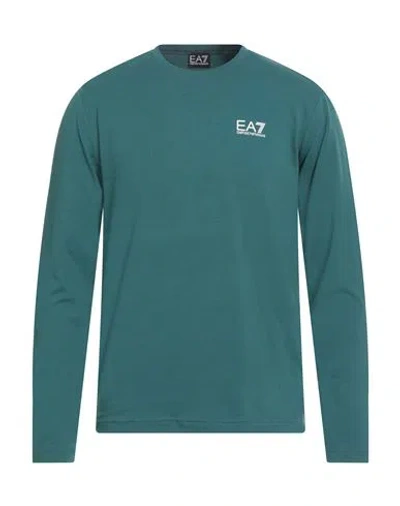 Ea7 Man T-shirt Emerald Green Size 3xl Cotton, Elastane