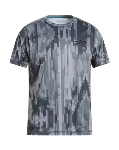 Ea7 Man T-shirt Grey Size L Polyester In Gray