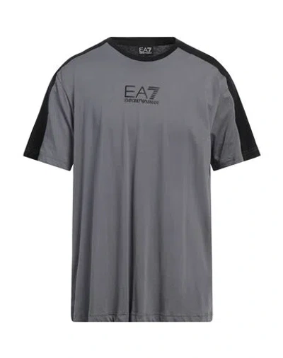 Ea7 Man T-shirt Grey Size 3xl Cotton In Grey