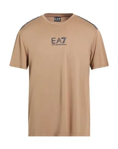 Ea7 Man T-shirt Khaki Size 3xl Viscose, Polyamide, Elastane In Brown